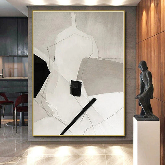 Super-Sized Abstract Minimalist Hand-Painted Art for Reading Nook Cozy Wall