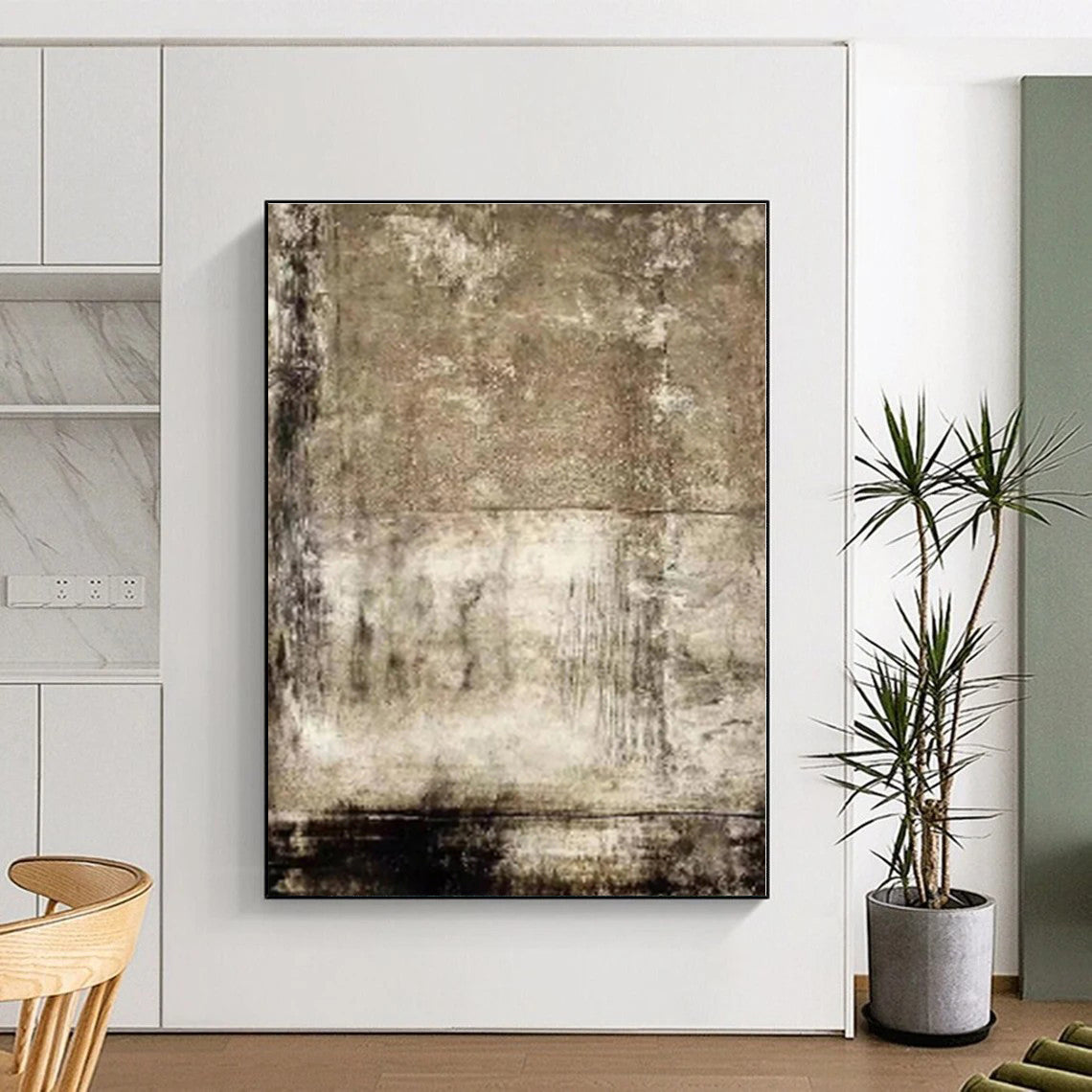 Huge Figurative Abstract Hand-Painted Painting for Hallway Transition Wall