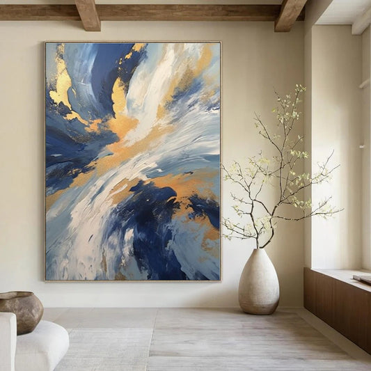 Mystical Moonlit Hand-Painted Abstract Mural for Enchanting Bedrooms