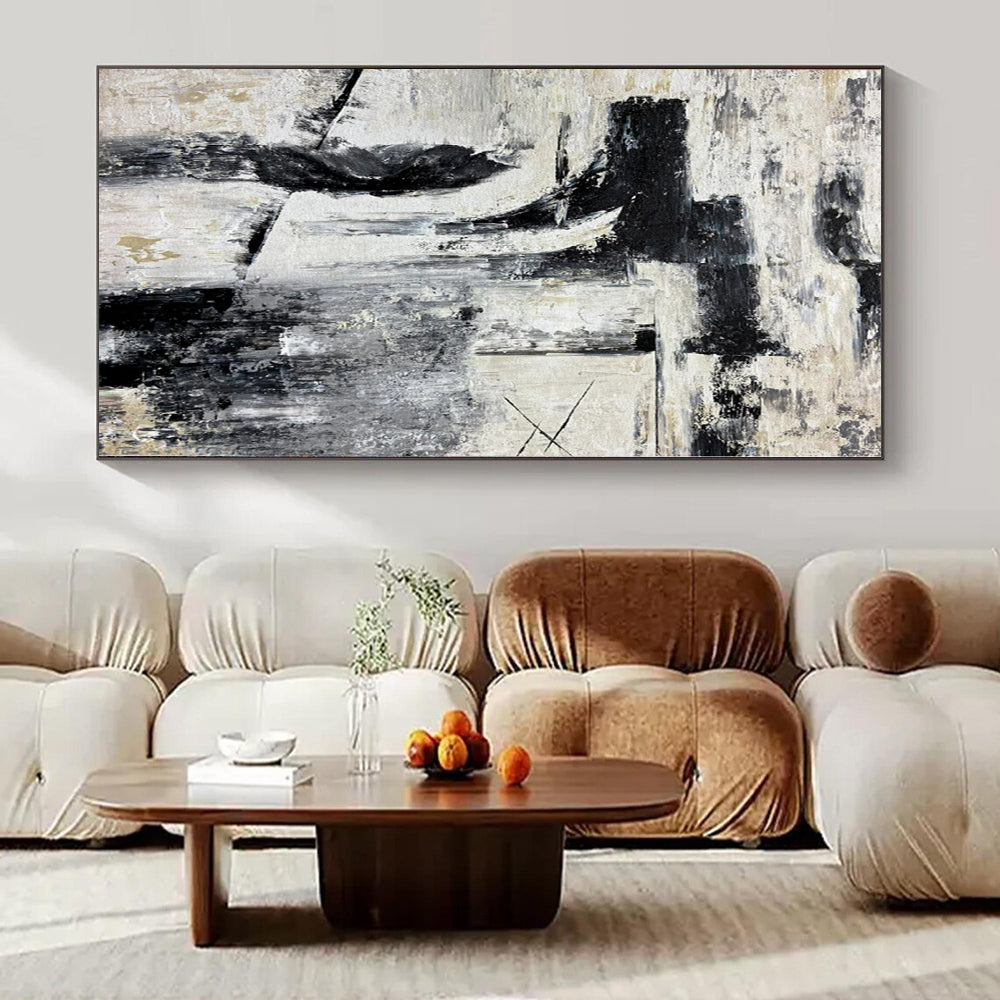 Extra-Huge Hand-Painted Modern Abstract Artwork for Bedroom Above Bed Benches