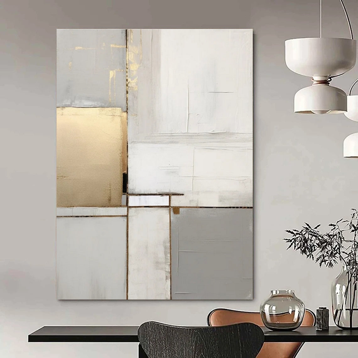 Oversized Custom Hand-Painted Abstract Mural for Living Room & Hotel Ballrooms