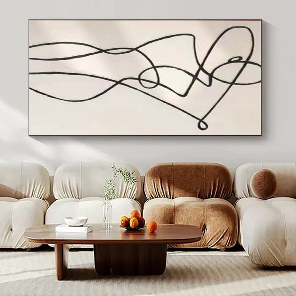 Grand Hand-Painted Abstract Canvas for Living Room Two-Story Walls