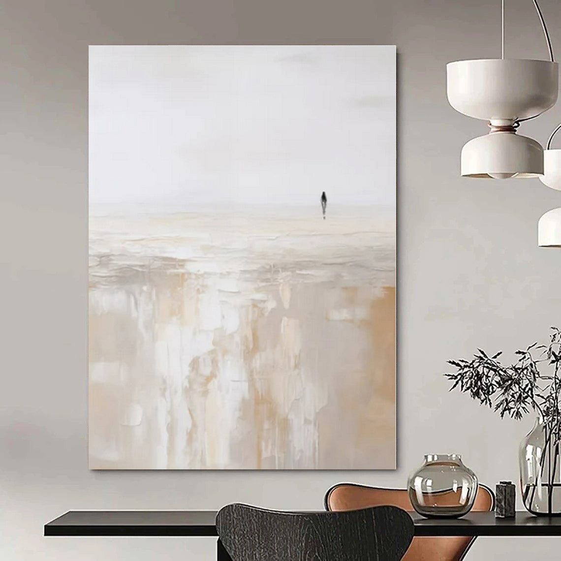 Oversized Custom Hand-Painted Abstract Mural for Office Rooftop Lounges