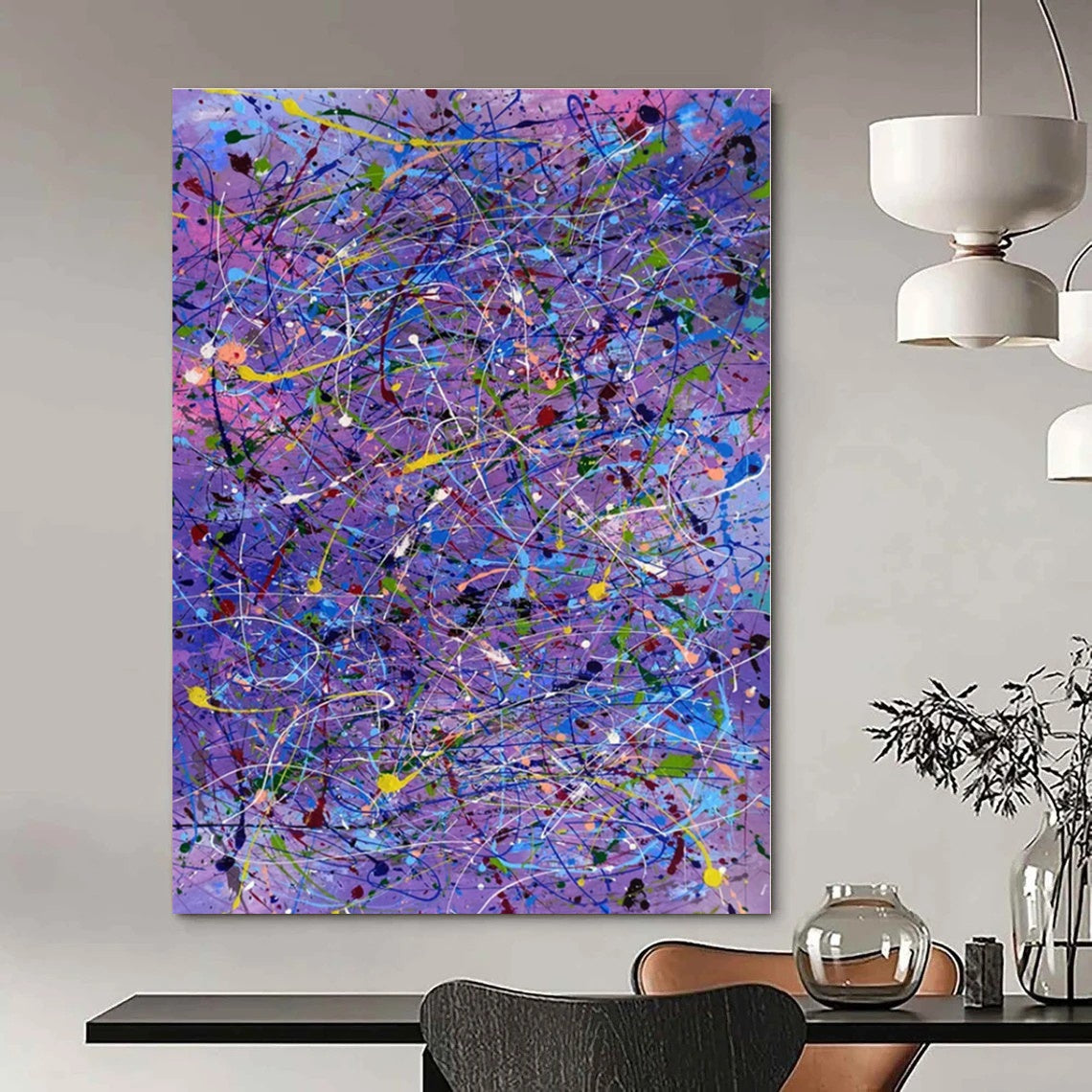 Oversized Custom Hand-Painted Abstract Art for Office Human Resources Areas