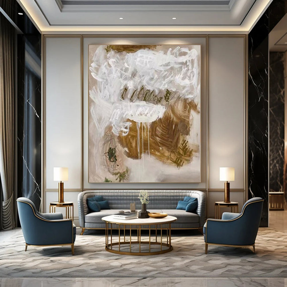 Large Hand-Painted Contemporary Abstract Wall Art for Family Home Pet Corners