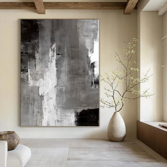 Huge Hand-Painted Contemporary Abstract Painting for Living Room Above Sofa Headers