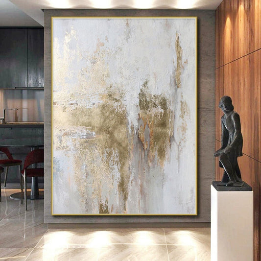 Monumental Custom Abstract Painting for Home Library Bookshelf Walls