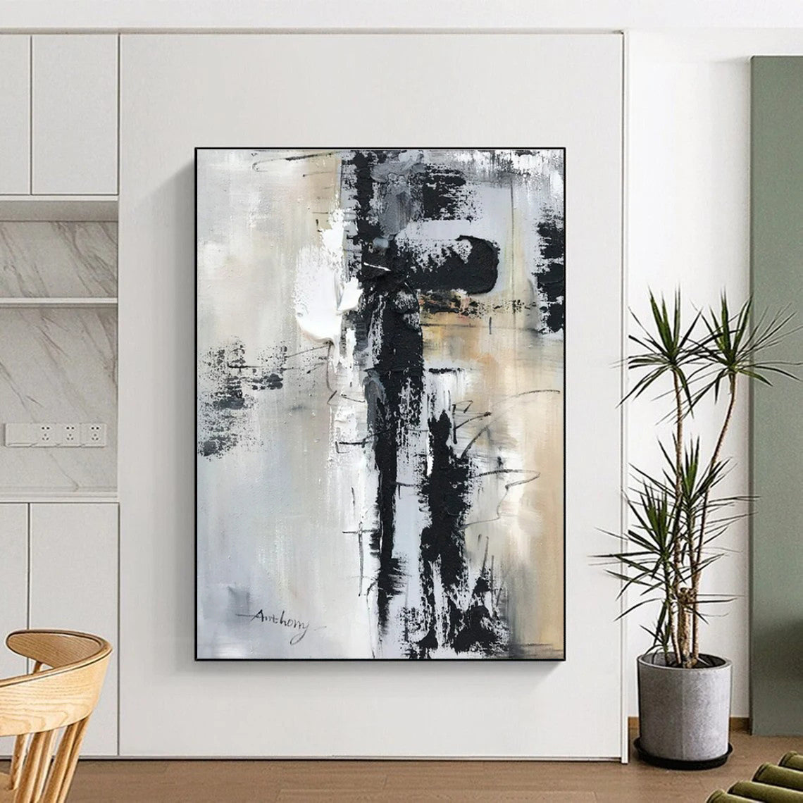 Oversized Modern Abstract Canvas for Reading Nook Relaxing Atmosphere