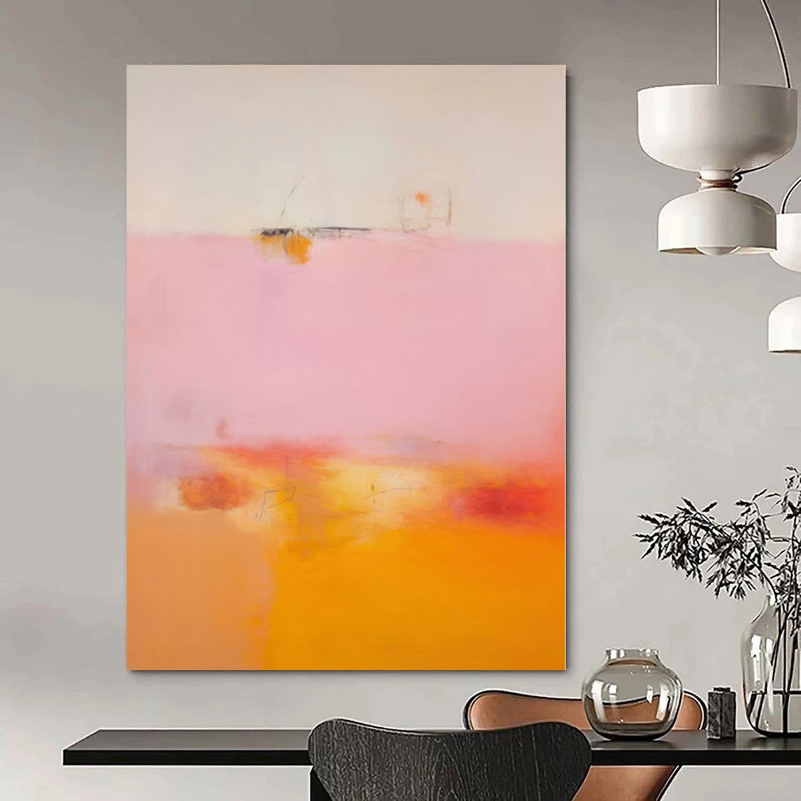 Extra-Huge Hand-Painted Modern Abstract Artwork for Dining Room Banquet Halls