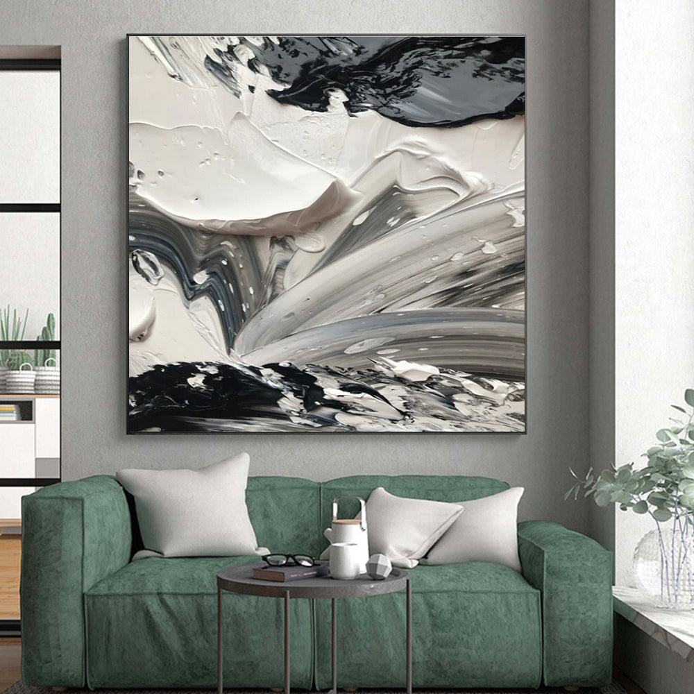 Oversized Hand-Painted Abstract Canvas for Home Music Studio Recording Booth Wall