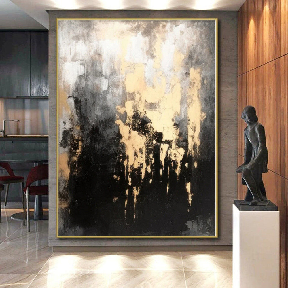 Grand Hand-Painted Abstract Painting for Hallway Picture Ledge Walls