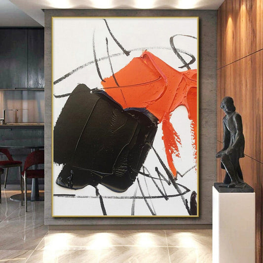 Vast Contemporary Abstract Painting for Dining Room Elegant Ambiance