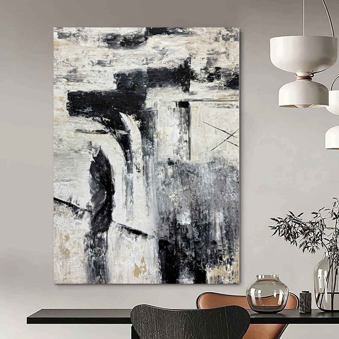 Extra-Huge Hand-Painted Modern Abstract Artwork for Bedroom Above Bed Benches