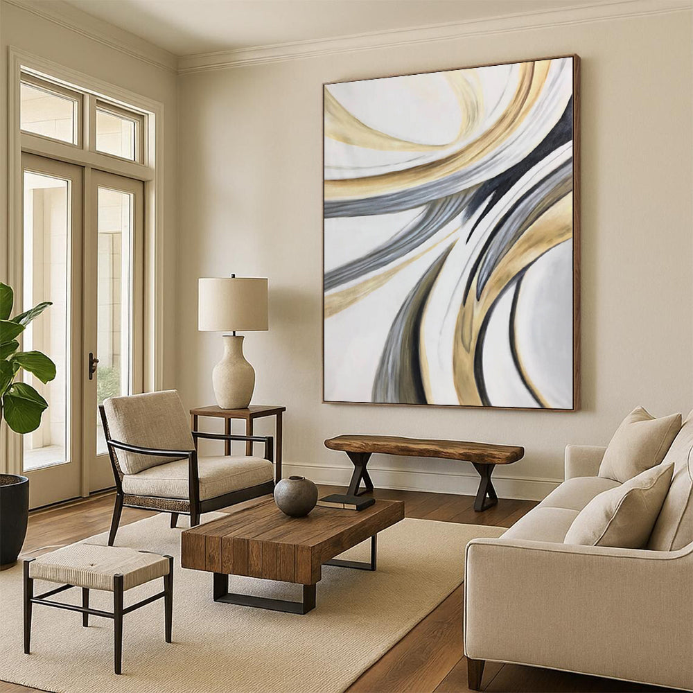 Large Custom Abstract Painting for Home Bar and Beverage Station Feature Walls