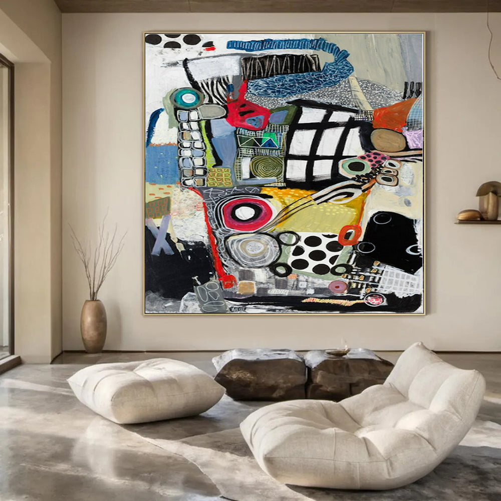 Large-Scale Hand-Painted Contemporary Abstract Canvas for Dining Room Open Walls