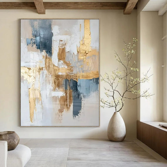 Modern Minimalist Hand-Painted Abstract Art for Executive Office Desks