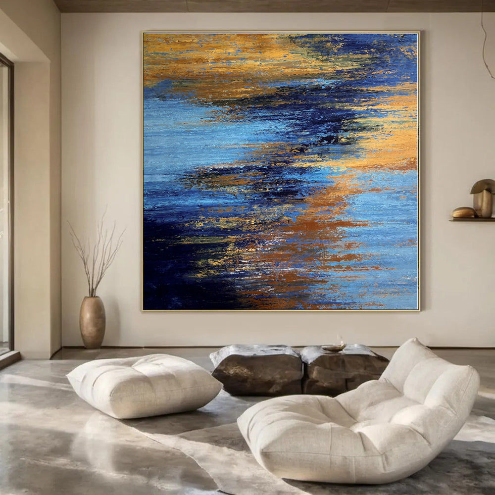 Large Hand-Painted Contemporary Abstract Wall Art for Bedroom Bunk Bed Areas