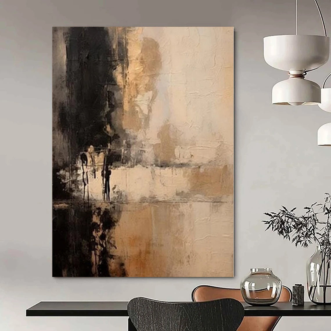 Extra-Vast Hand-Painted Modern Abstract Mural for Bedroom Bay Windows