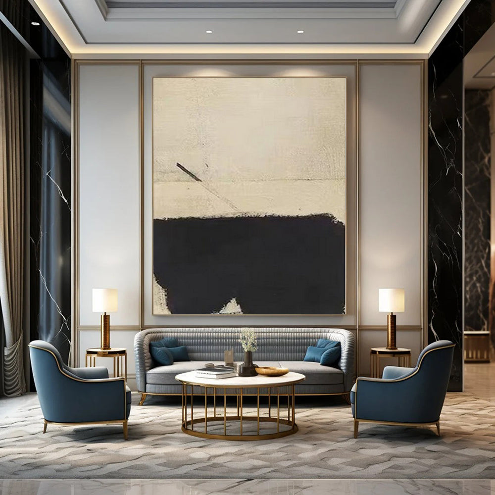 Oversized Hand-Painted Contemporary Abstract Art for Dining Room Behind Buffets