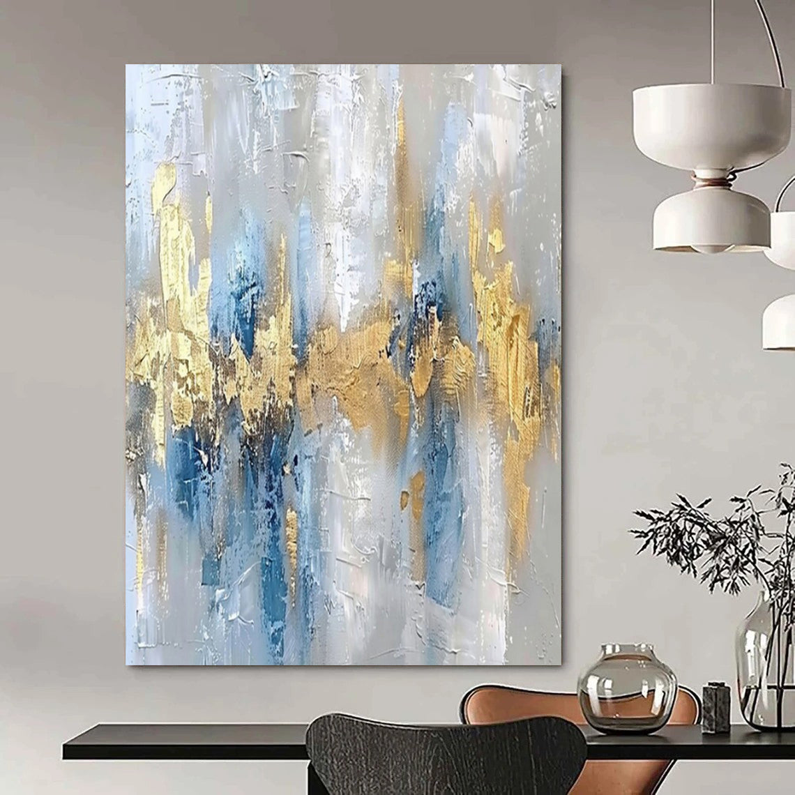 Oversized Hand-Painted Modern Abstract Mural for Upscale Hotel Conference Rooms