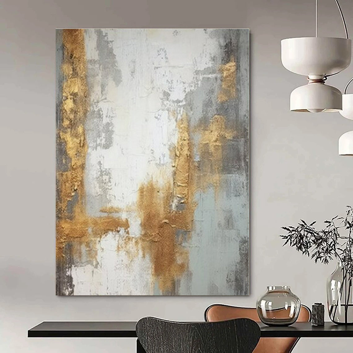 Oversized Hand-Painted Contemporary Abstract Mural for Office Collaboration Spaces
