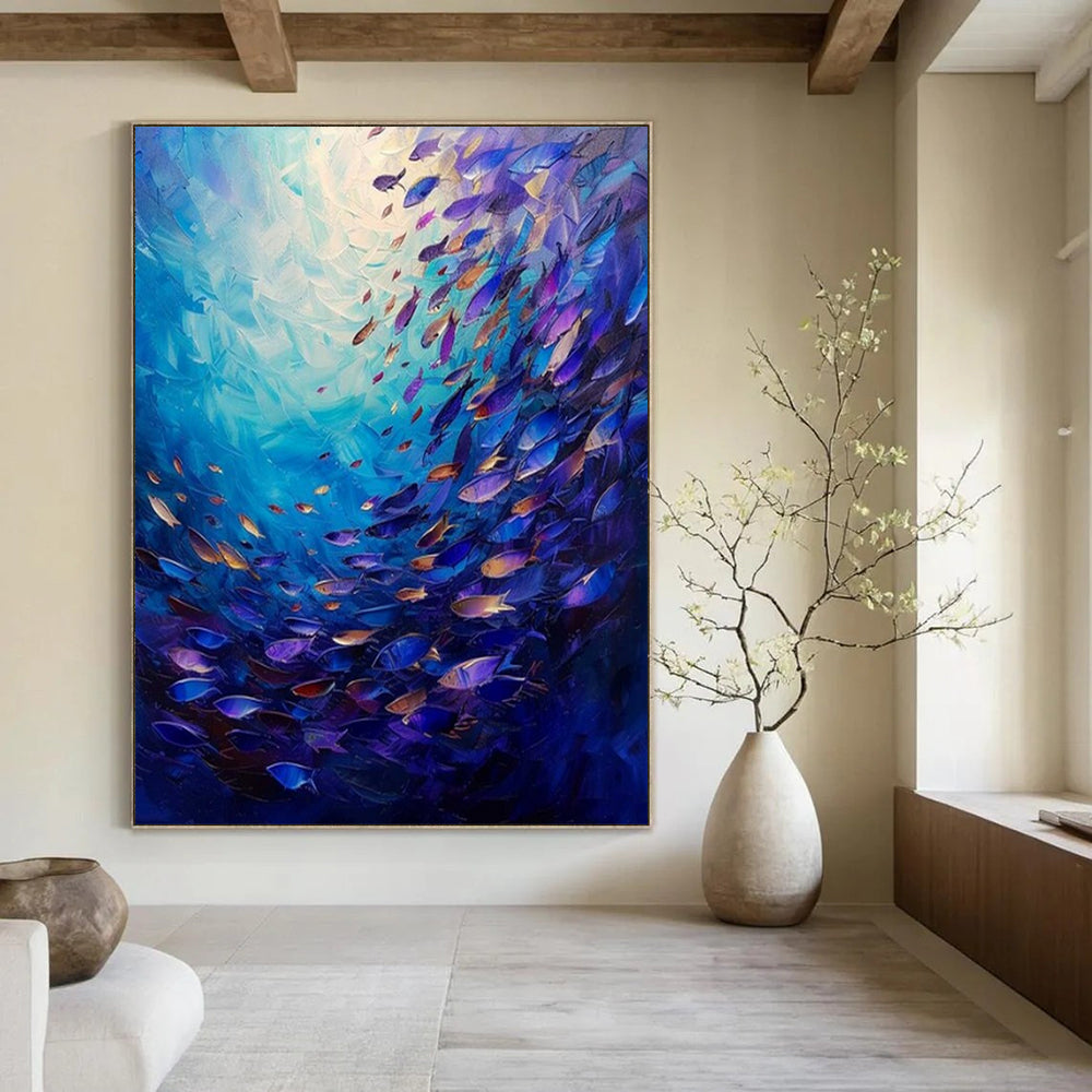 Gigantic Hand-Painted Modern Abstract Art for Family Home Library Reading Nooks