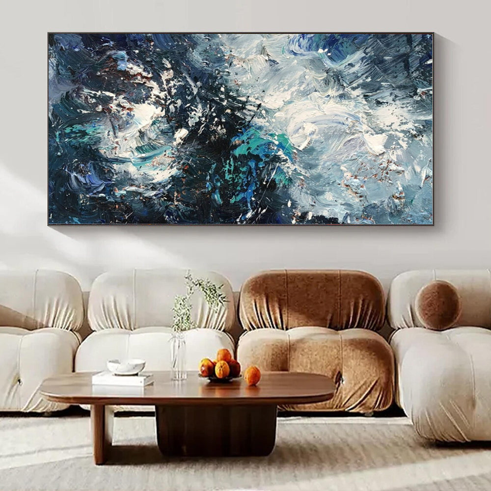 Custom Hand-Painted Abstract Mural for Living Room and Hotel Outdoor Terraces