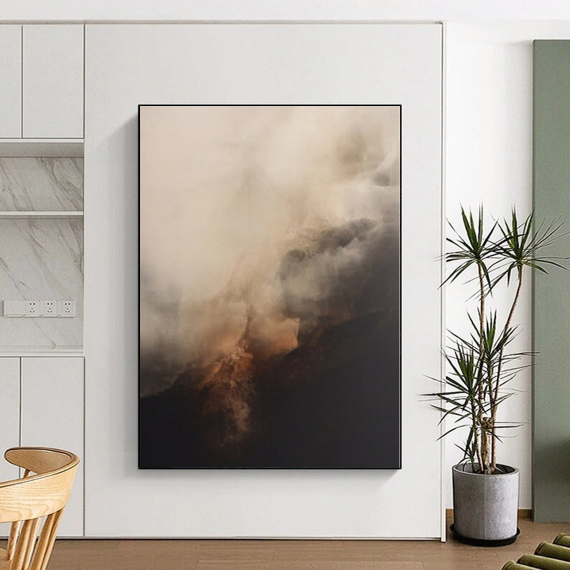 Monumental Hand-Painted Abstract Canvas for Kitchen Heart Wall