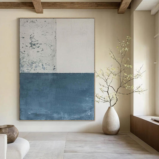 Grand Made-to-Order Abstract Canvas for Marine Biology Research Vessel Interiors