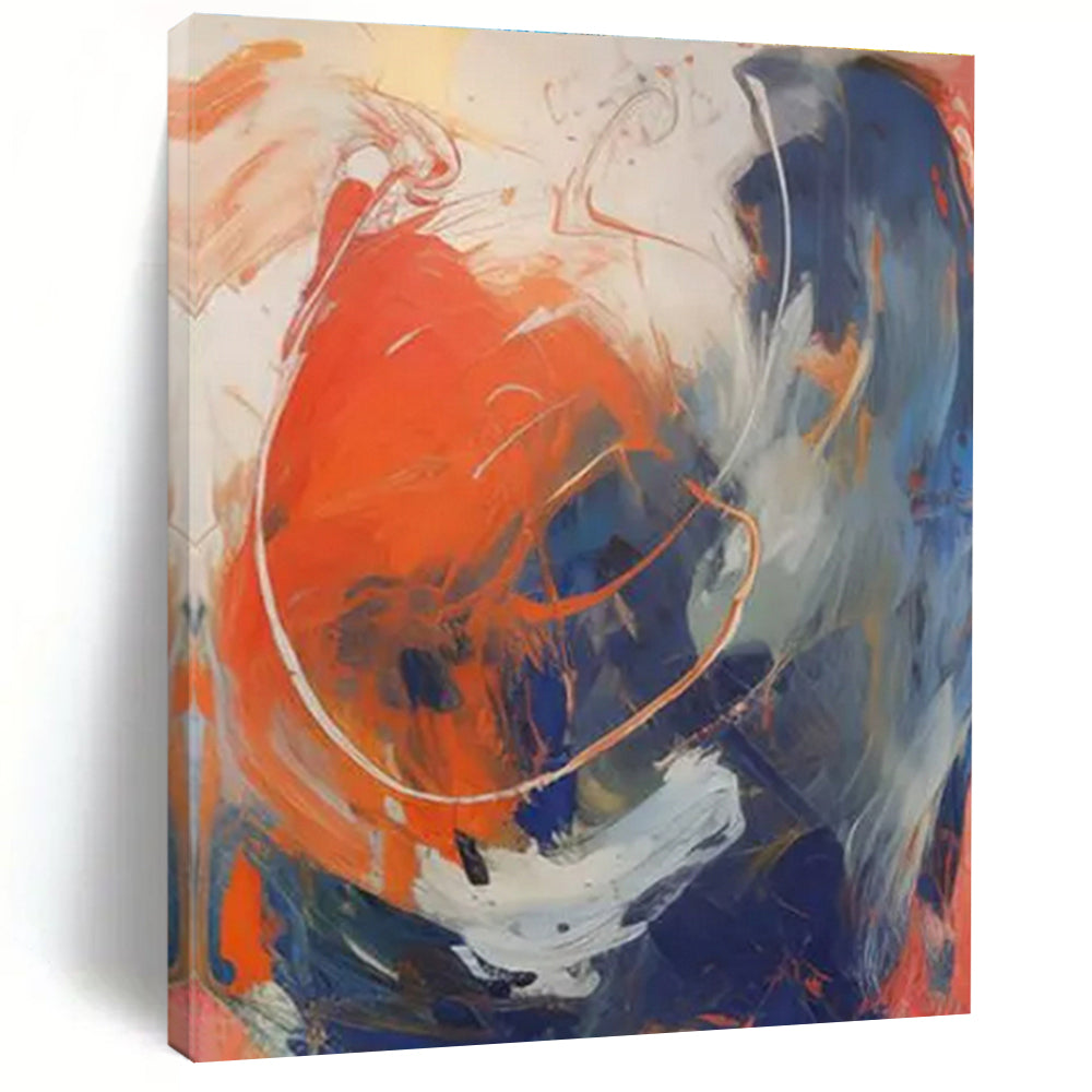 Modern Gigantic Abstract Painting for Loft-Style Master Bedroom Feature Wall
