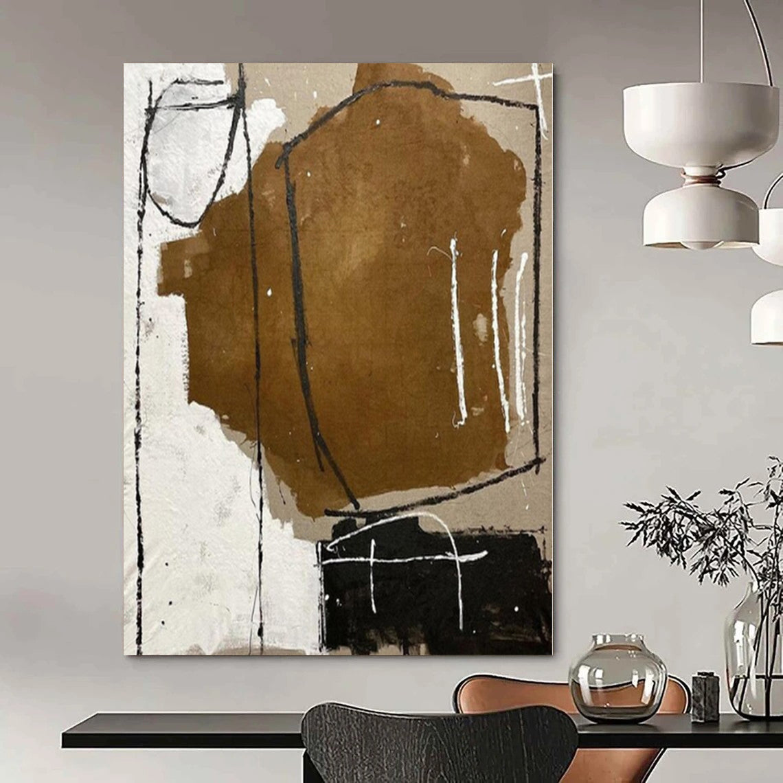 Extra-Vast Hand-Painted Modern Abstract Artwork for Living Room Behind Entertainment Centers