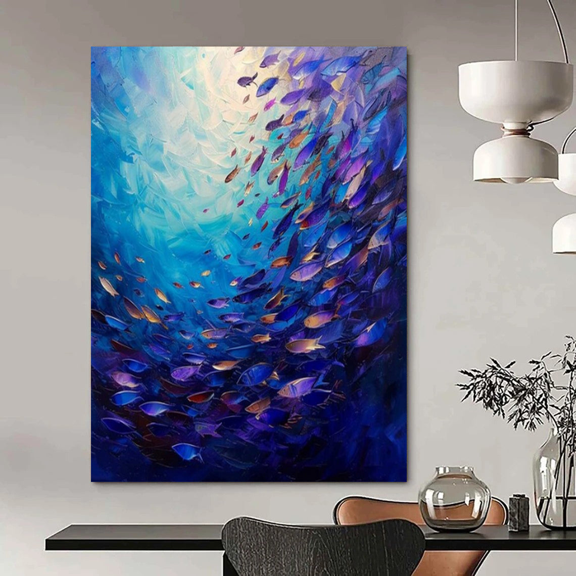 Gigantic Hand-Painted Modern Abstract Art for Family Home Library Reading Nooks