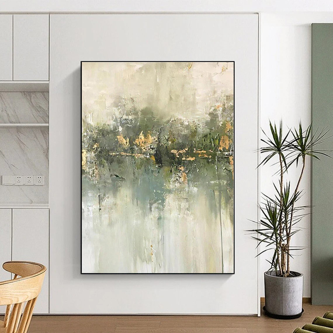 Huge Made-to-Order Abstract Painting for Living Room Bay Window Backdrop