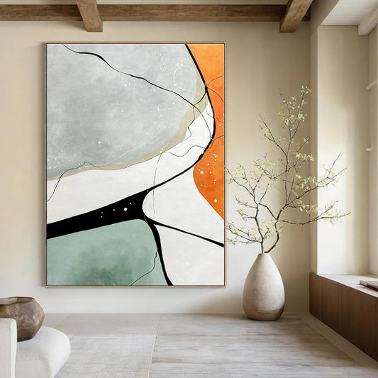 Extra-Huge Hand-Painted Modern Abstract Canvas for Bedroom Dormer Windows