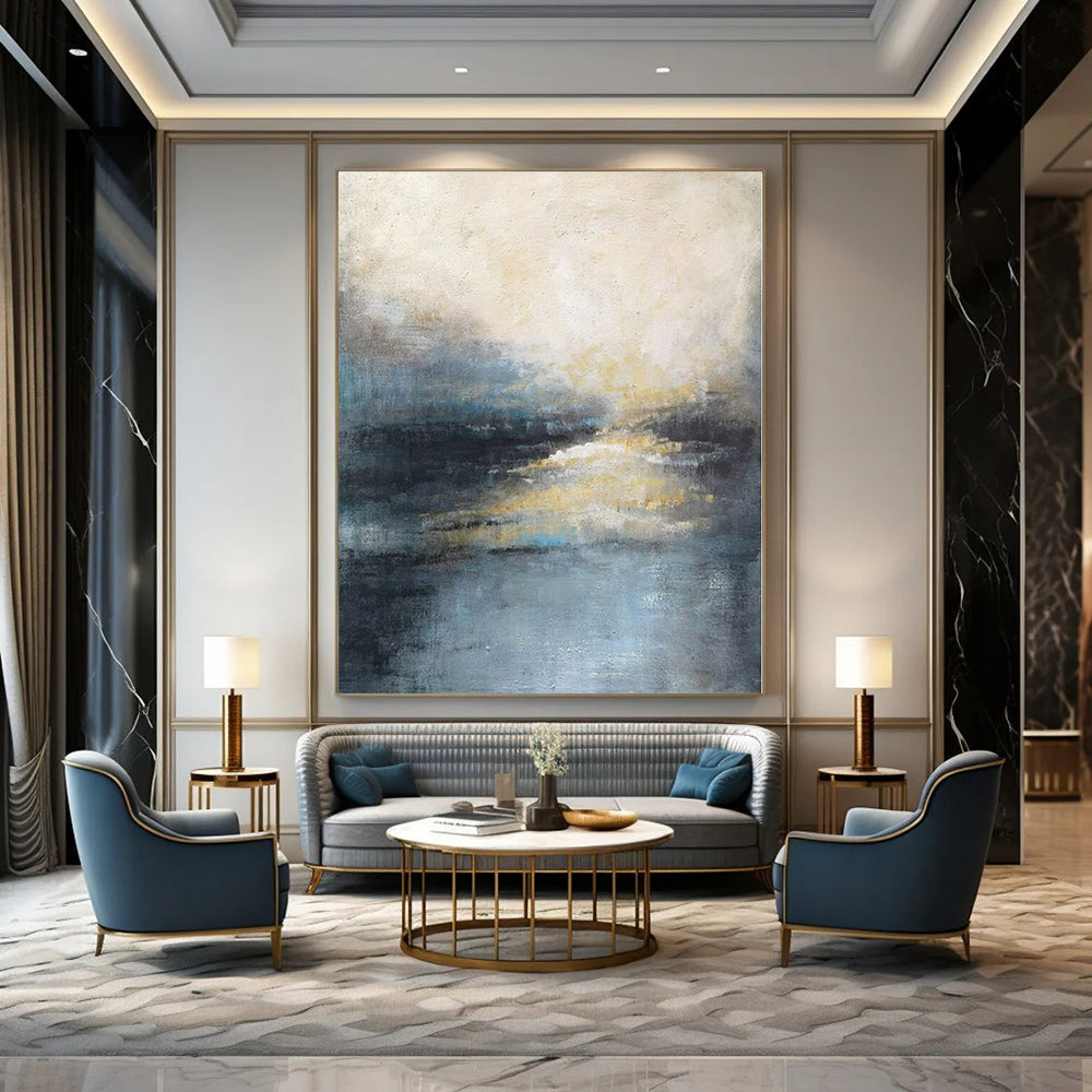 Hand-Painted Grand-Scale Abstract Canvas for Dining Room Feature Walls