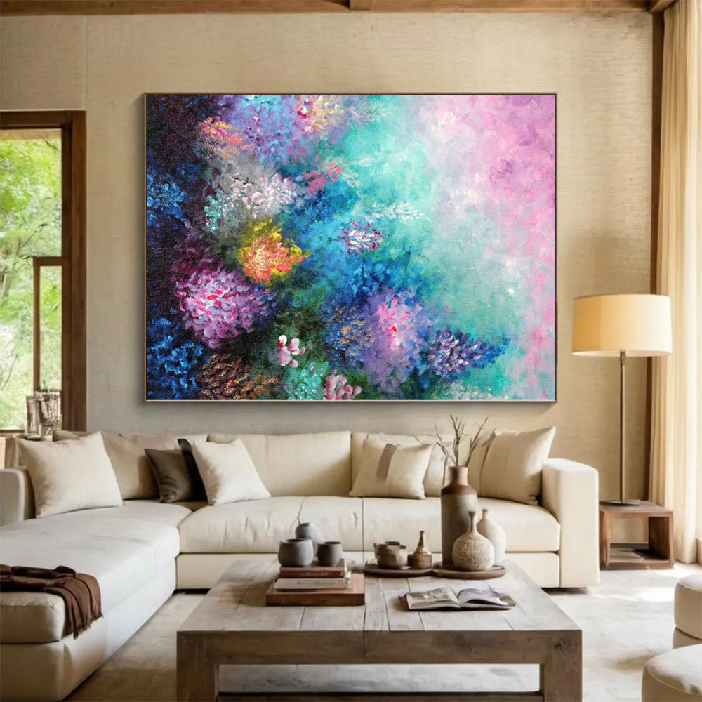 Immense Geometric Abstract Art - Hand-Painted Resin for Tech Startup Reception Areas