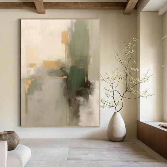 Huge Hand-Painted Contemporary Abstract Canvas for Office Shipping and Receiving Areas