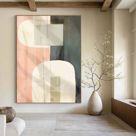 Giant Hand-Painted Contemporary Abstract Art for Family Home Study Nooks