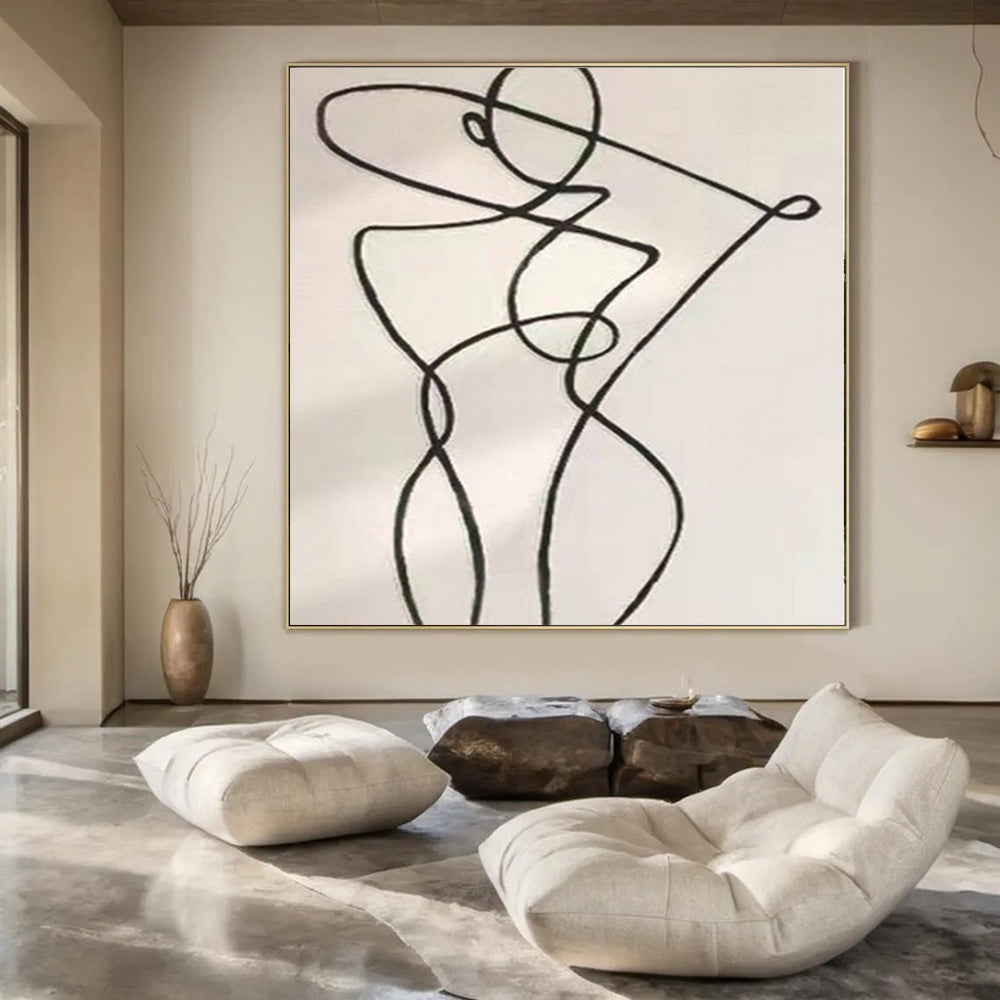 Grand Hand-Painted Abstract Canvas for Living Room Two-Story Walls
