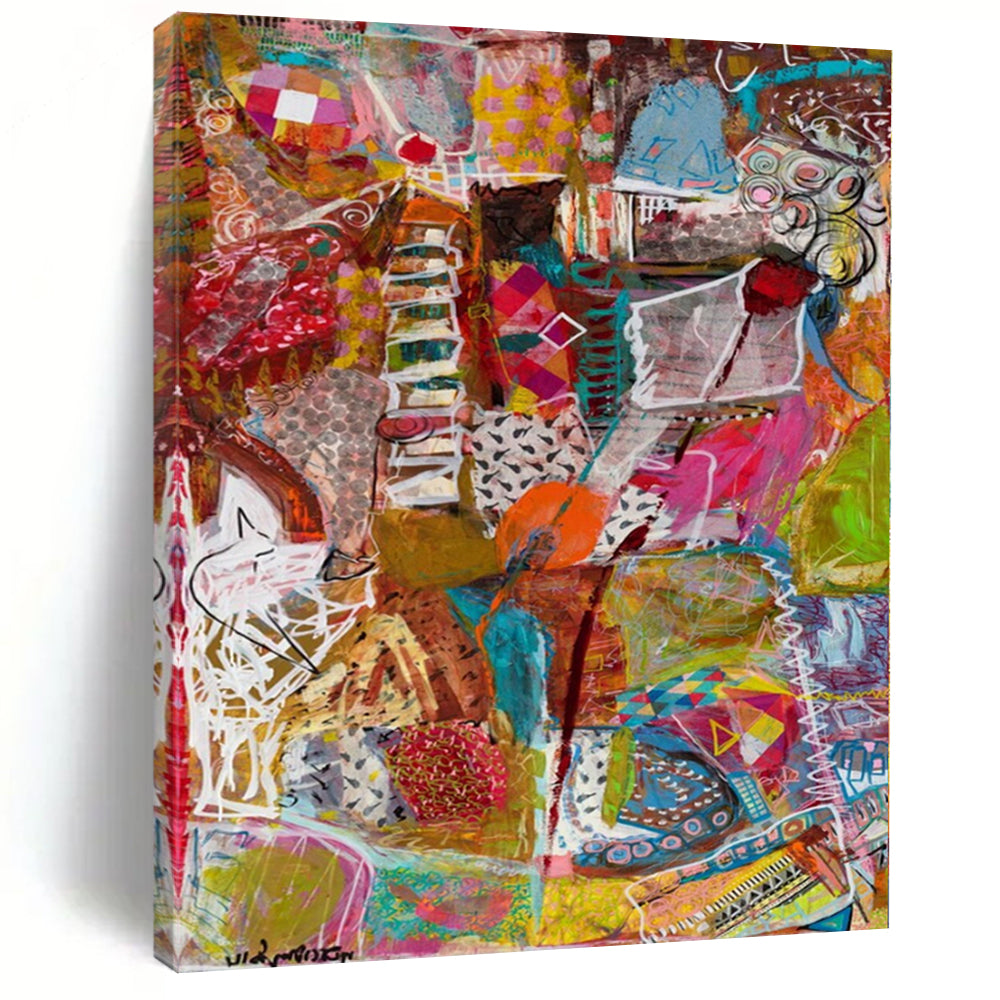 Giant Hand-Painted Contemporary Abstract Art for Family Home Teen Hangout Areas
