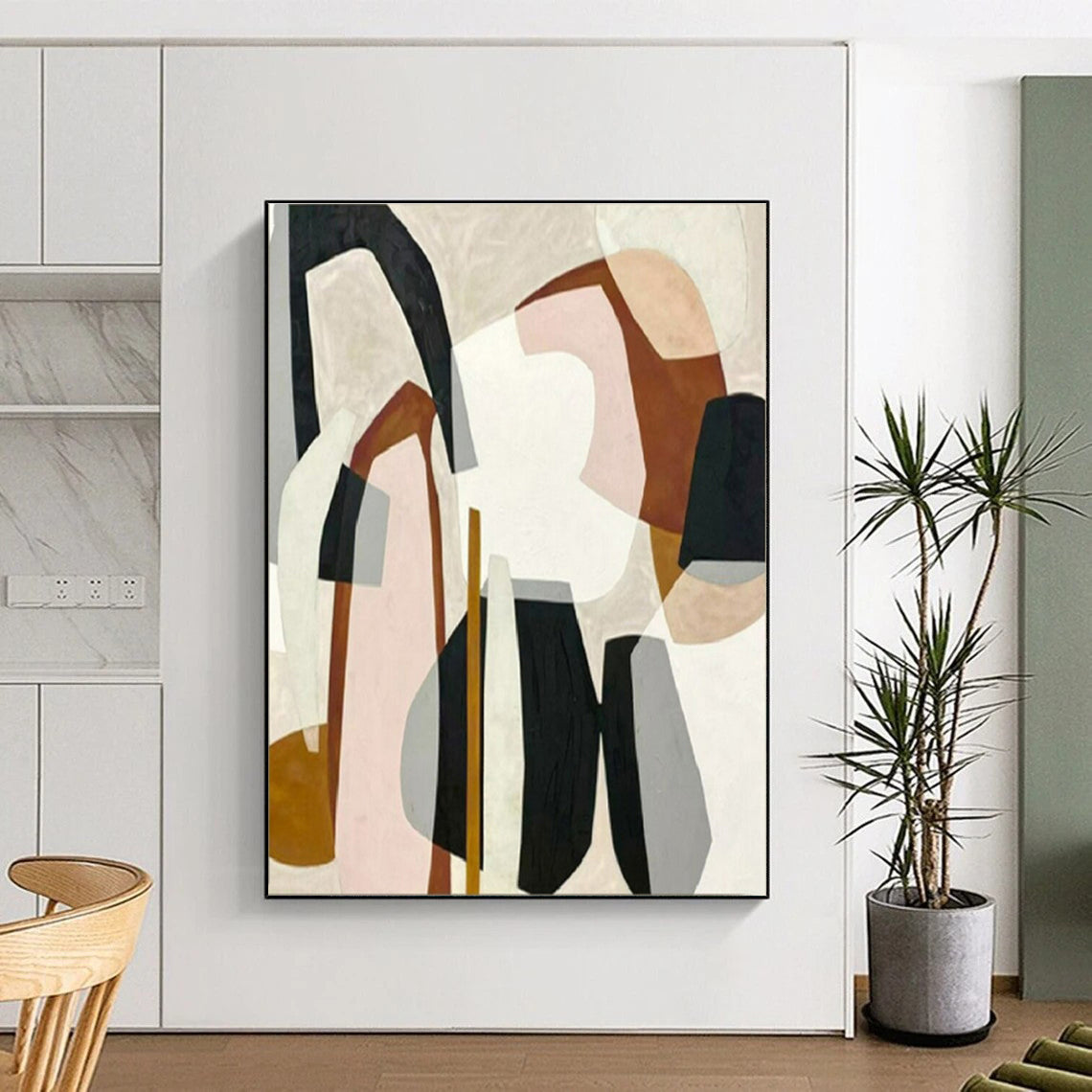 Vast Hand-Painted Abstract Art for Sunroom Natural Light Interaction LargeART0670
