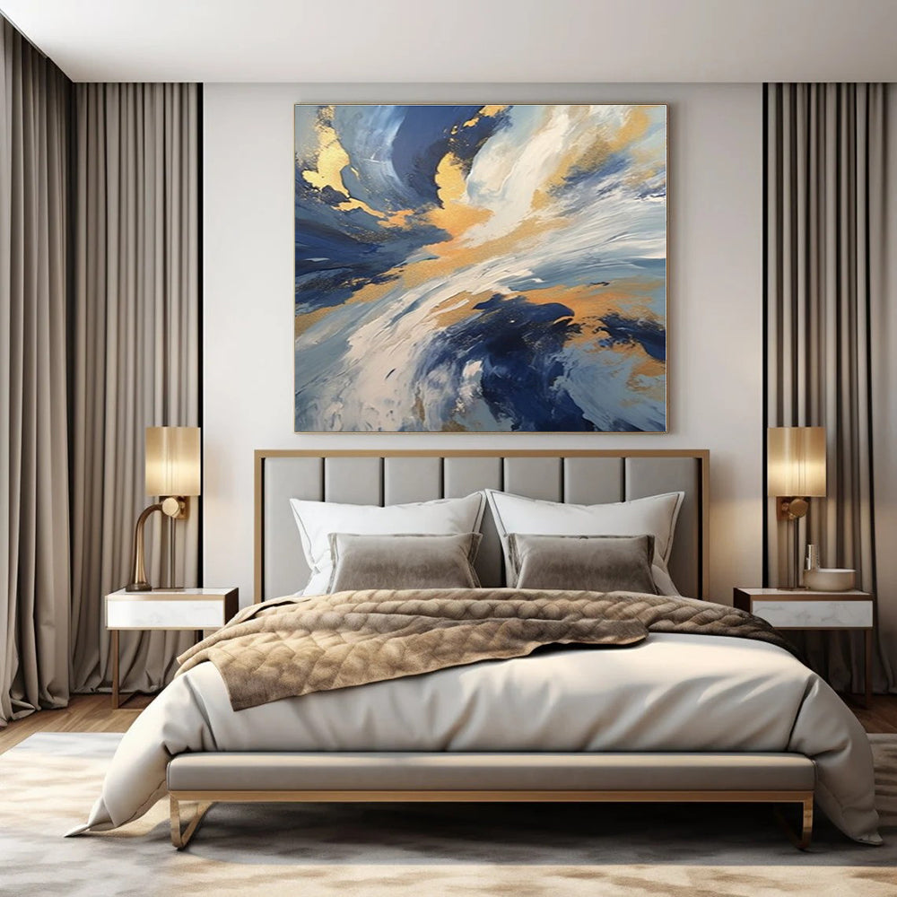 Mystical Moonlit Hand-Painted Abstract Mural for Enchanting Bedrooms