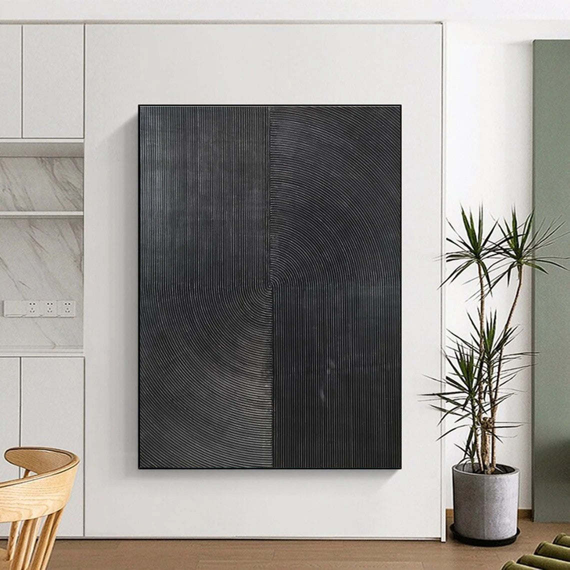 Perfectly-Sized Large Abstract Mural for Restaurant Open Kitchens