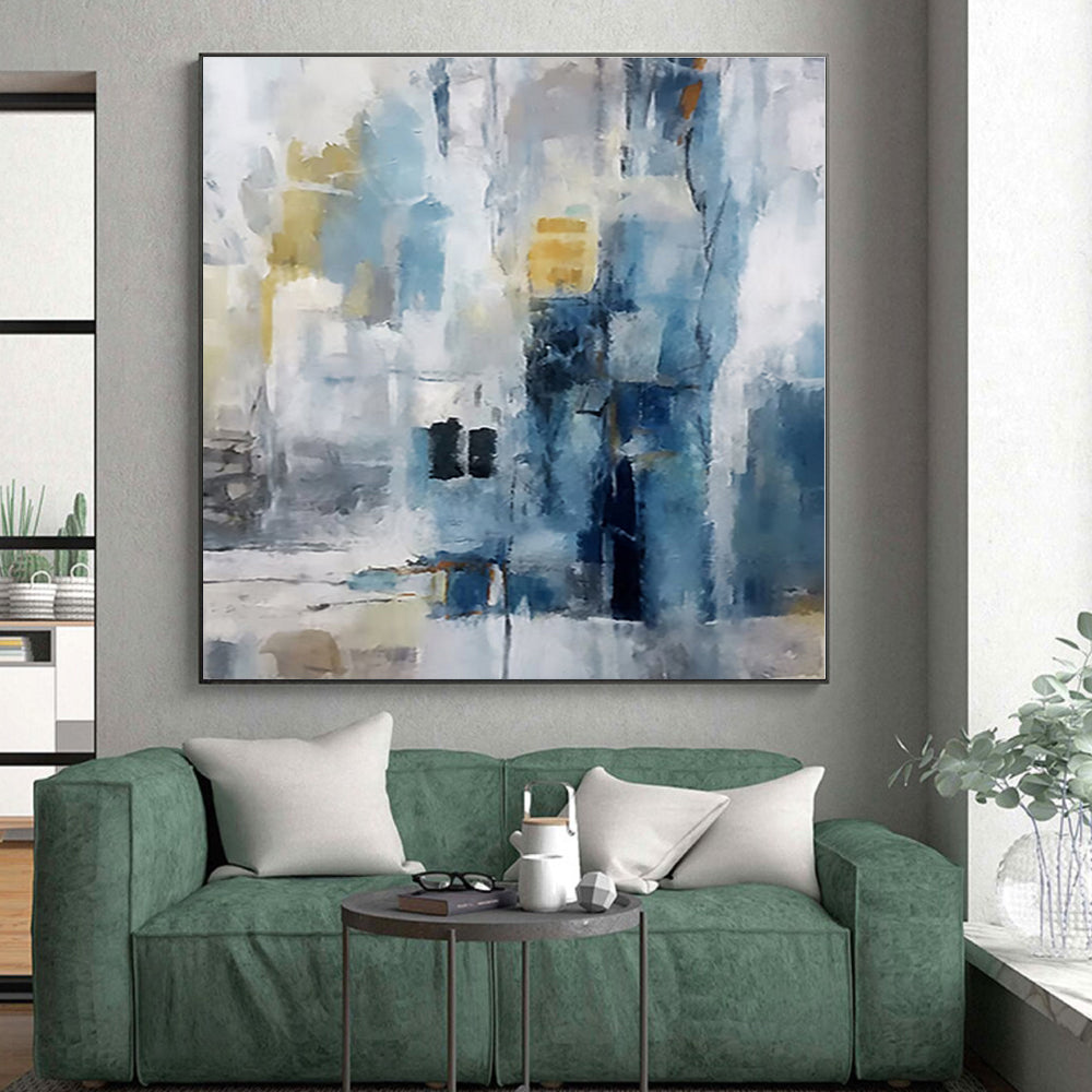 Staggering Hand-Painted Abstract Art for Basement Home Theater Feature Wall