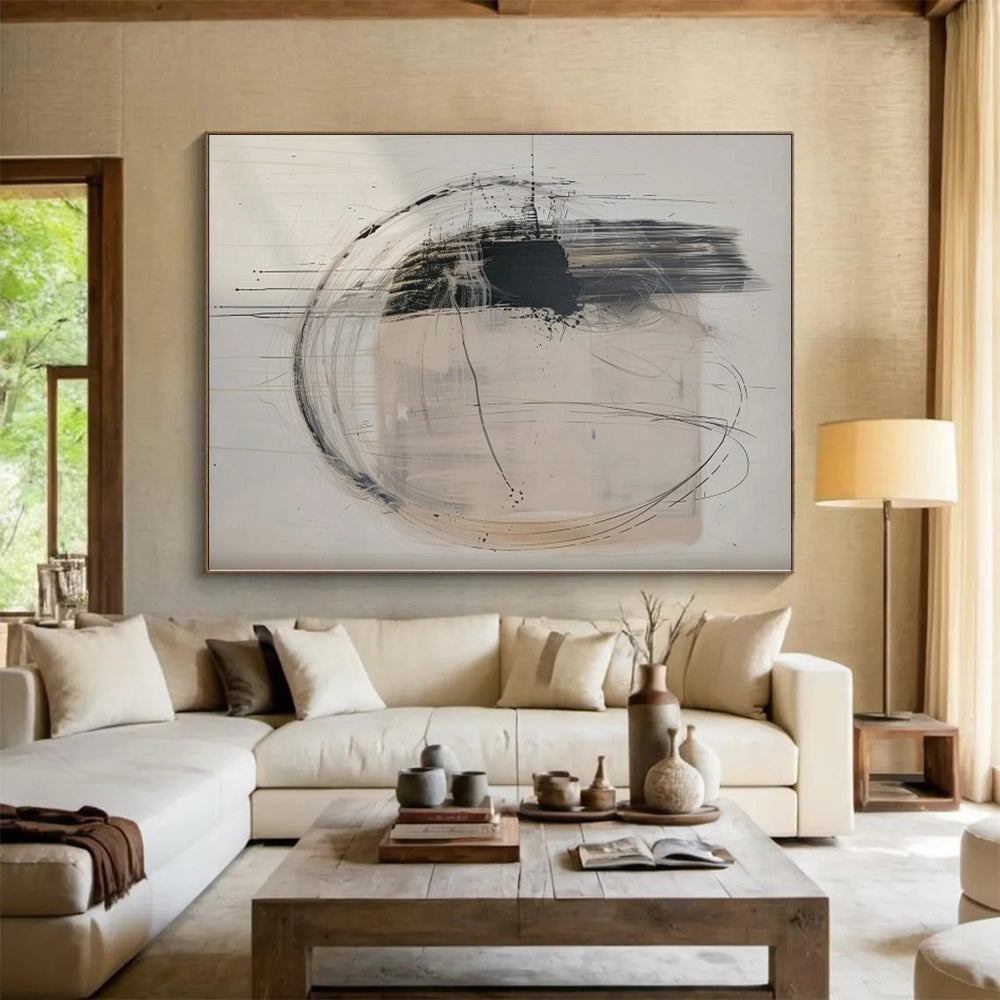 Giant Made-to-Order Abstract Painting for Living Room Bay Window Backdrops