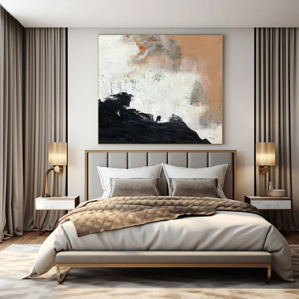 Regal Hand-Painted Abstract Canvas for Living Room Foyer Adjacent Walls
