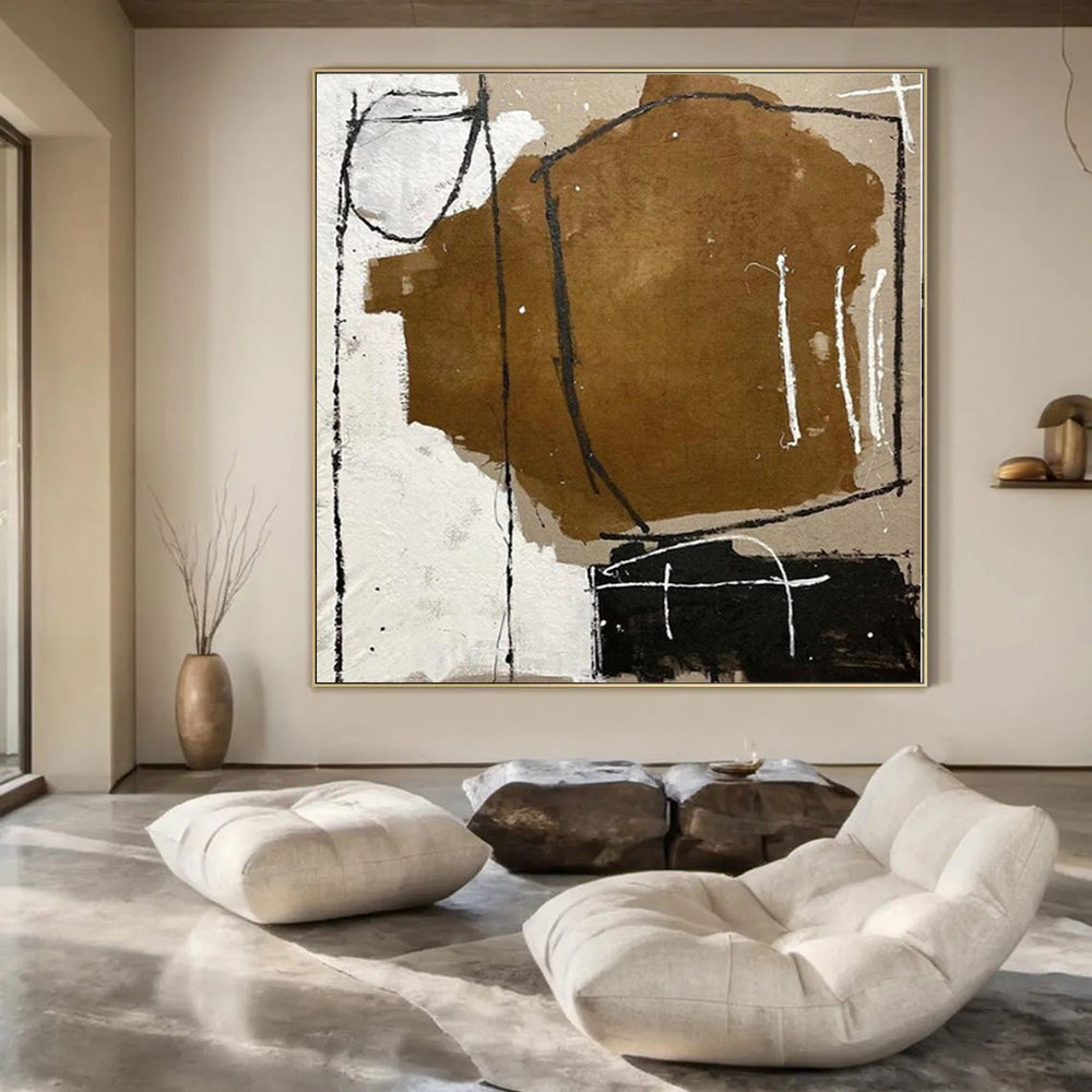 Extra-Vast Hand-Painted Modern Abstract Artwork for Living Room Behind Entertainment Centers