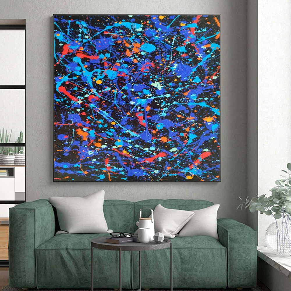 Massive Custom Abstract Painting for Home Library Bookcase Backdrop Wall