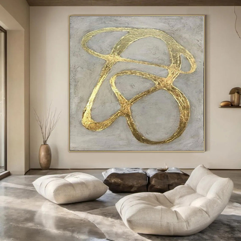 Oversized Hand-Painted Modern Abstract Painting for Family Home Home Offices