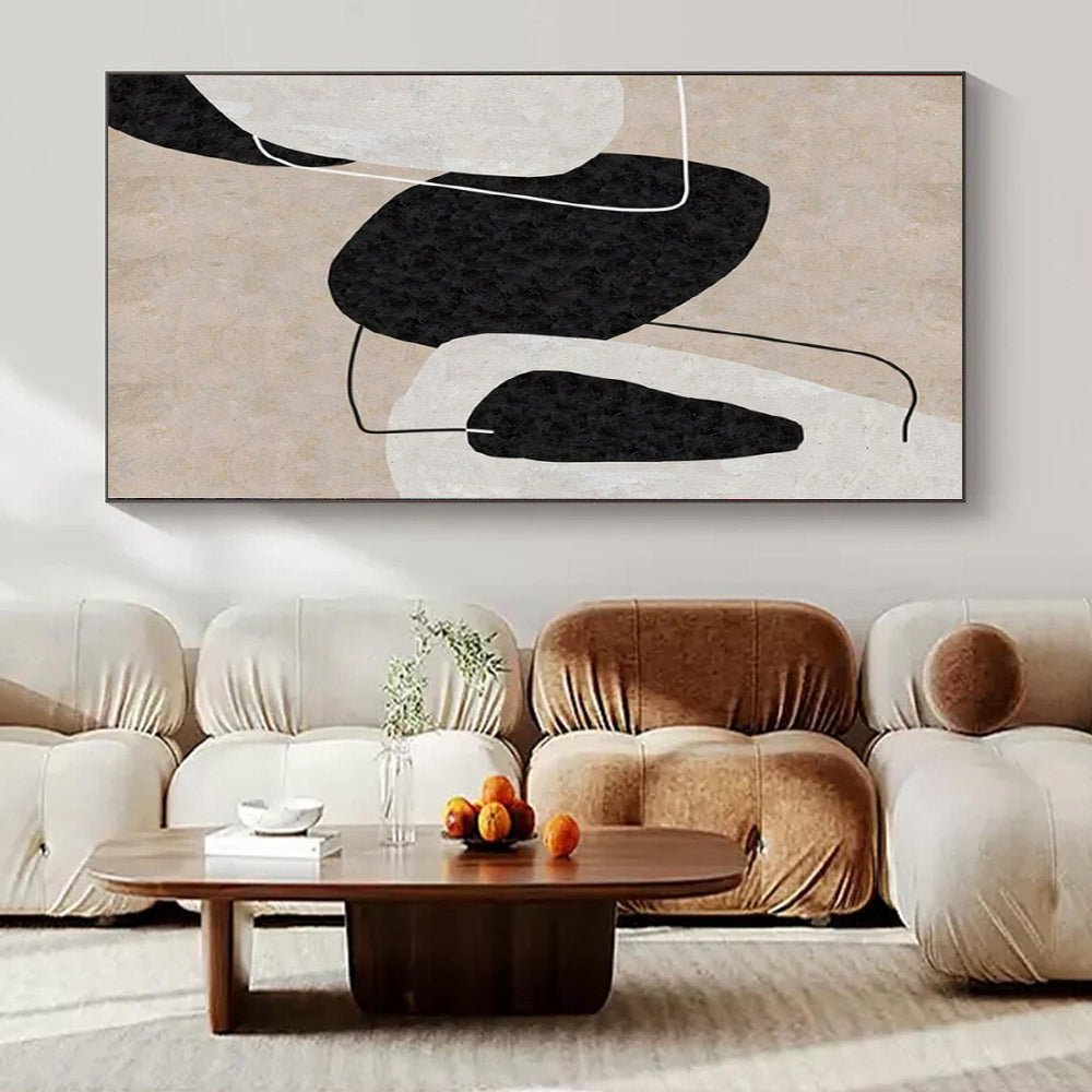 Sleek Hand-Painted Abstract Art for Living Room Behind Entertainment Centers